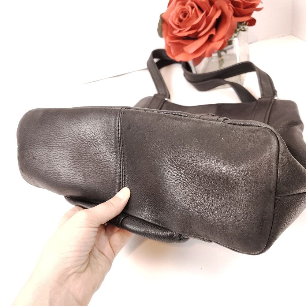 FLAW Fossil Black Leather Handbag Shoulder Bag Vintage Purse - Picture 5 of 16